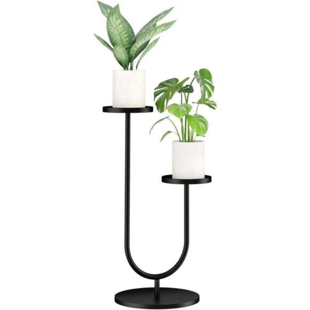 New Tall Indoor Plant Stand, Modern Black Metal 2 Pot Holder for Home Decor - Picture 5 of 5